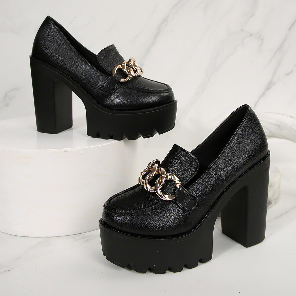 Women's Chunky Sole Block Heel Plus Size Mary Jane Pumps Strap Dress Heels Office
