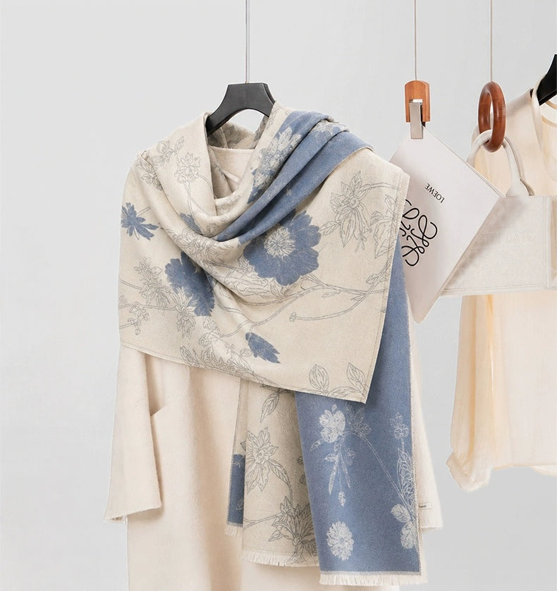 Women's Summer Fleece-Lined Outdoor Knit Shawl for Office and Travel Evening Gift Holiday Gift