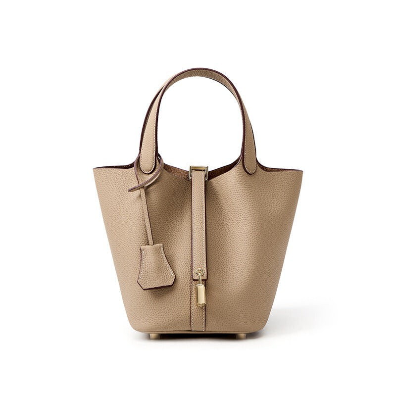 Women's Large-capacity Leather Bucket Bag Drawstring Shoulder Purse Hobo for Everyday Use Travel Work Premium Office School