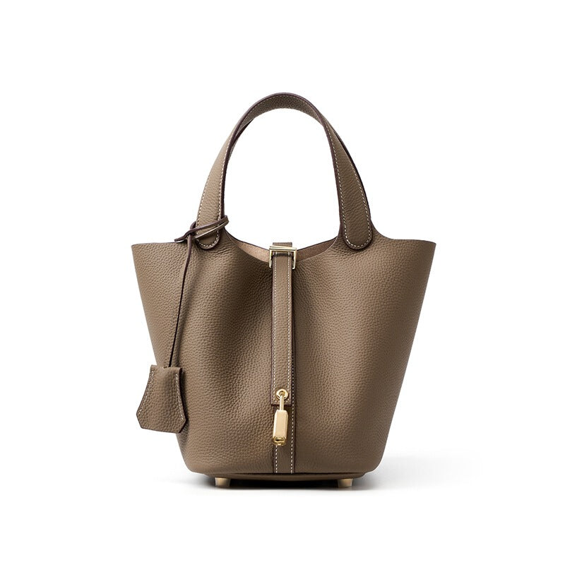 Women's Large-capacity Leather Bucket Bag Drawstring Shoulder Purse Hobo for Everyday Use Travel Work Premium Office School