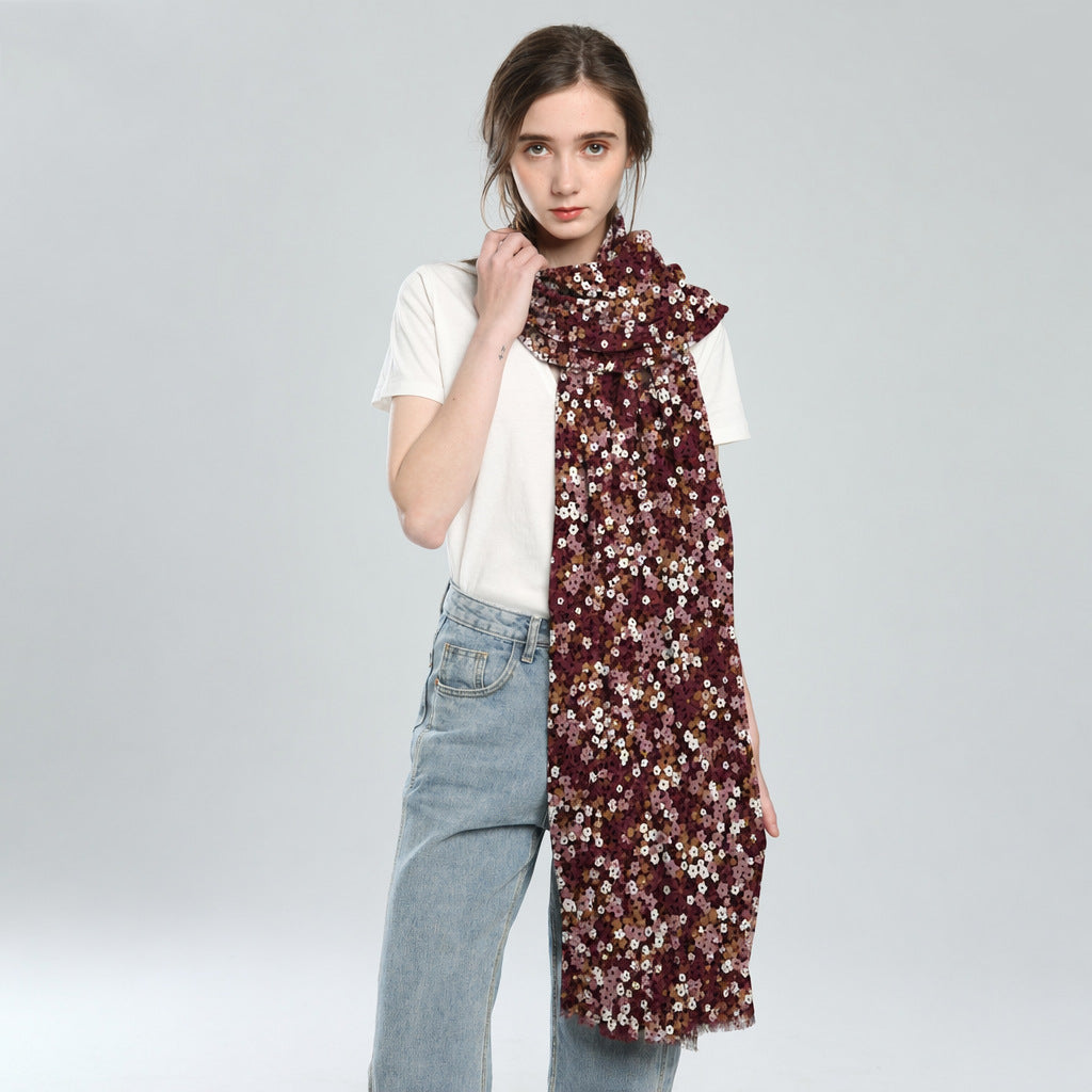 Women's Winter Cotton-Linen Thickened Fleece-Lined Shawls Scarves Scarf Fashion Wrap