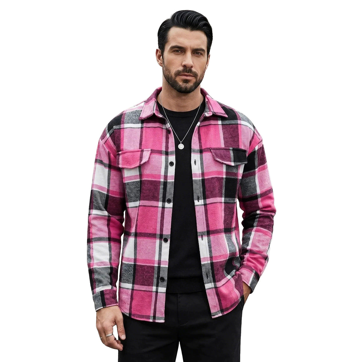 Men's Lapel Plus Size Long Sleeve Casual Shirt Button Office Weekend Everyday Blouse