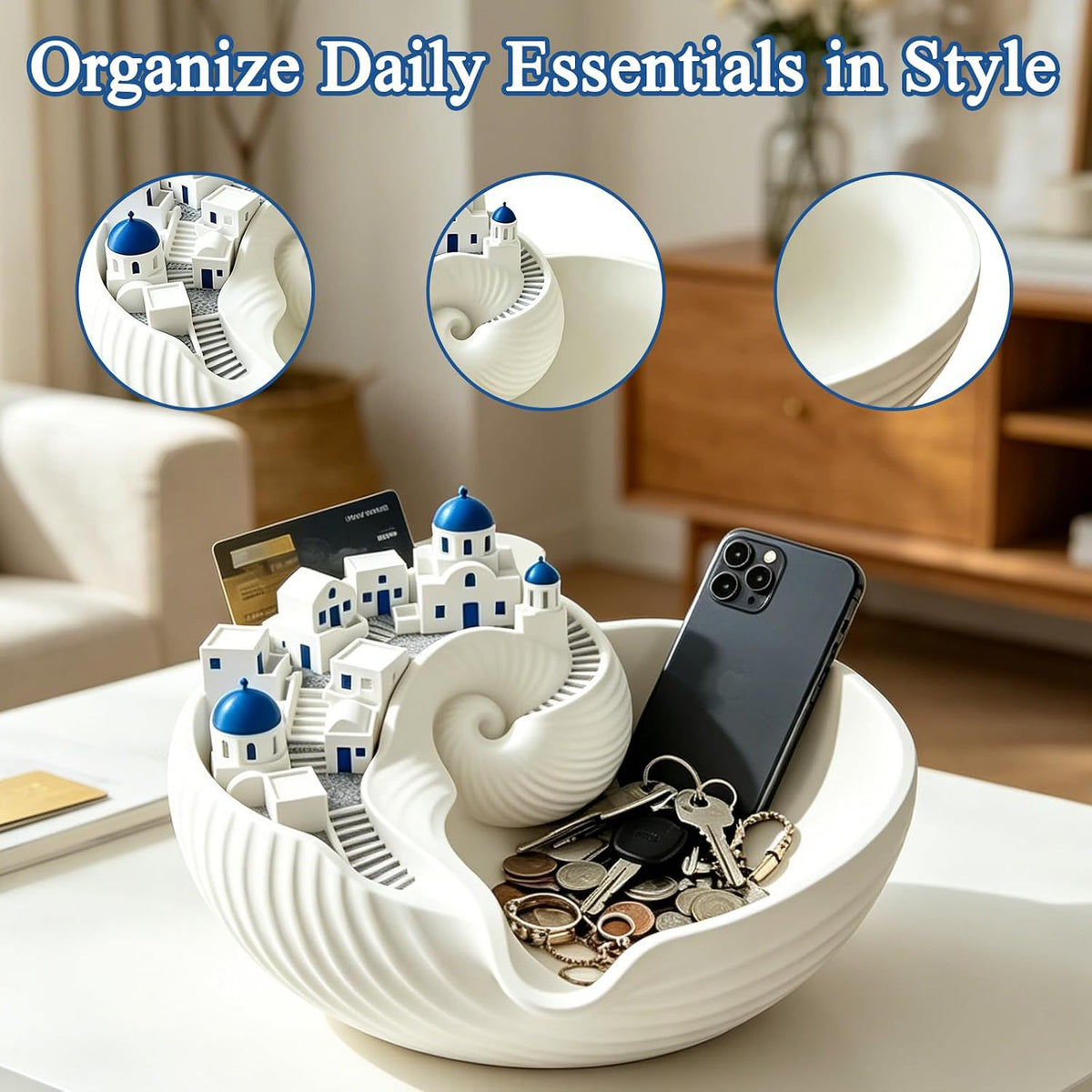 Shell Catchall Bowl Entryway Key Storage Bin Home Organizer Kitchen Wall Coat Hook
