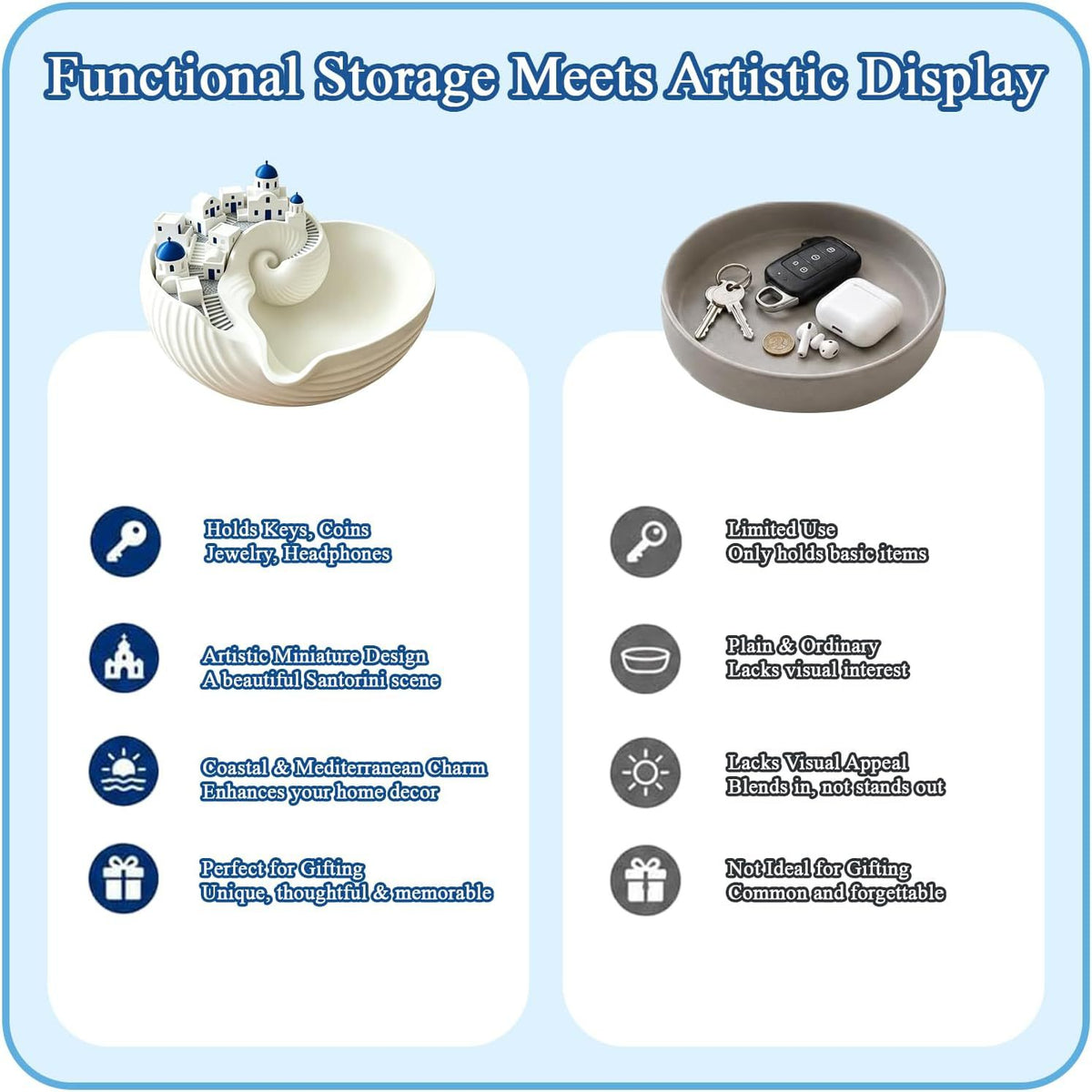 Shell Catchall Bowl Entryway Key Storage Bin Home Organizer Kitchen Wall Coat Hook