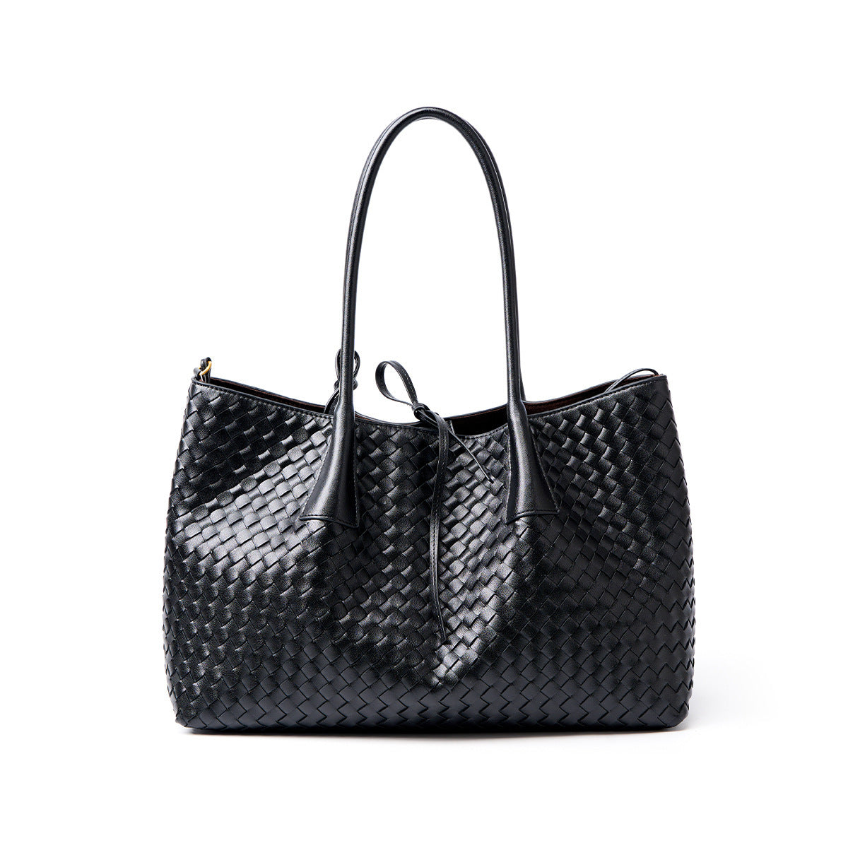 Women's Large-capacity Woven Handcrafted Leather Casual Tote Bag Shoulder Crossbody Purse Versatile Work and Travel Office