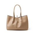 Women's Large-capacity Woven Handcrafted Leather Casual Tote Bag Shoulder Crossbody Purse Versatile Work and Travel Office