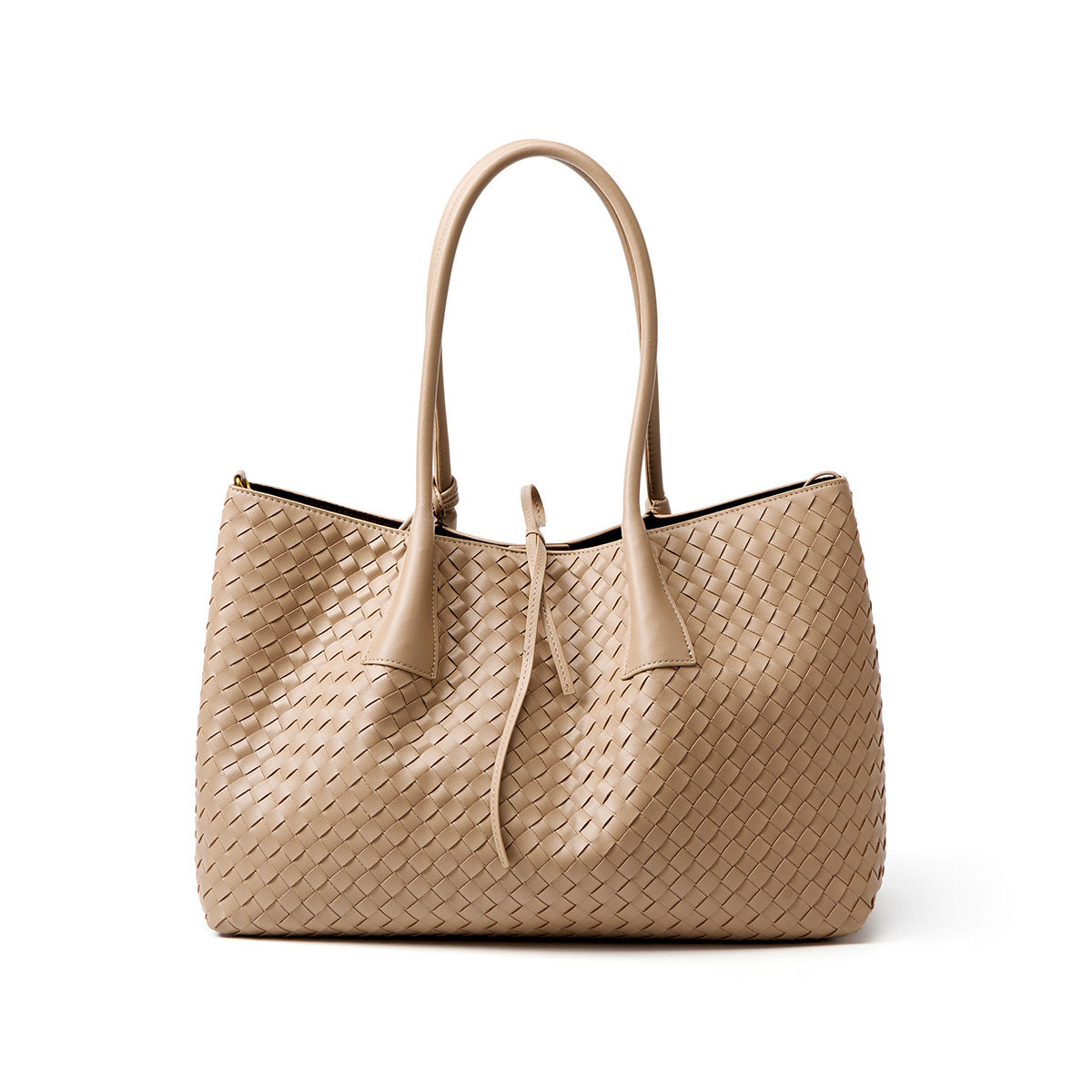 Women's Large-capacity Woven Handcrafted Leather Casual Tote Bag Shoulder Crossbody Purse Versatile Work and Travel Office