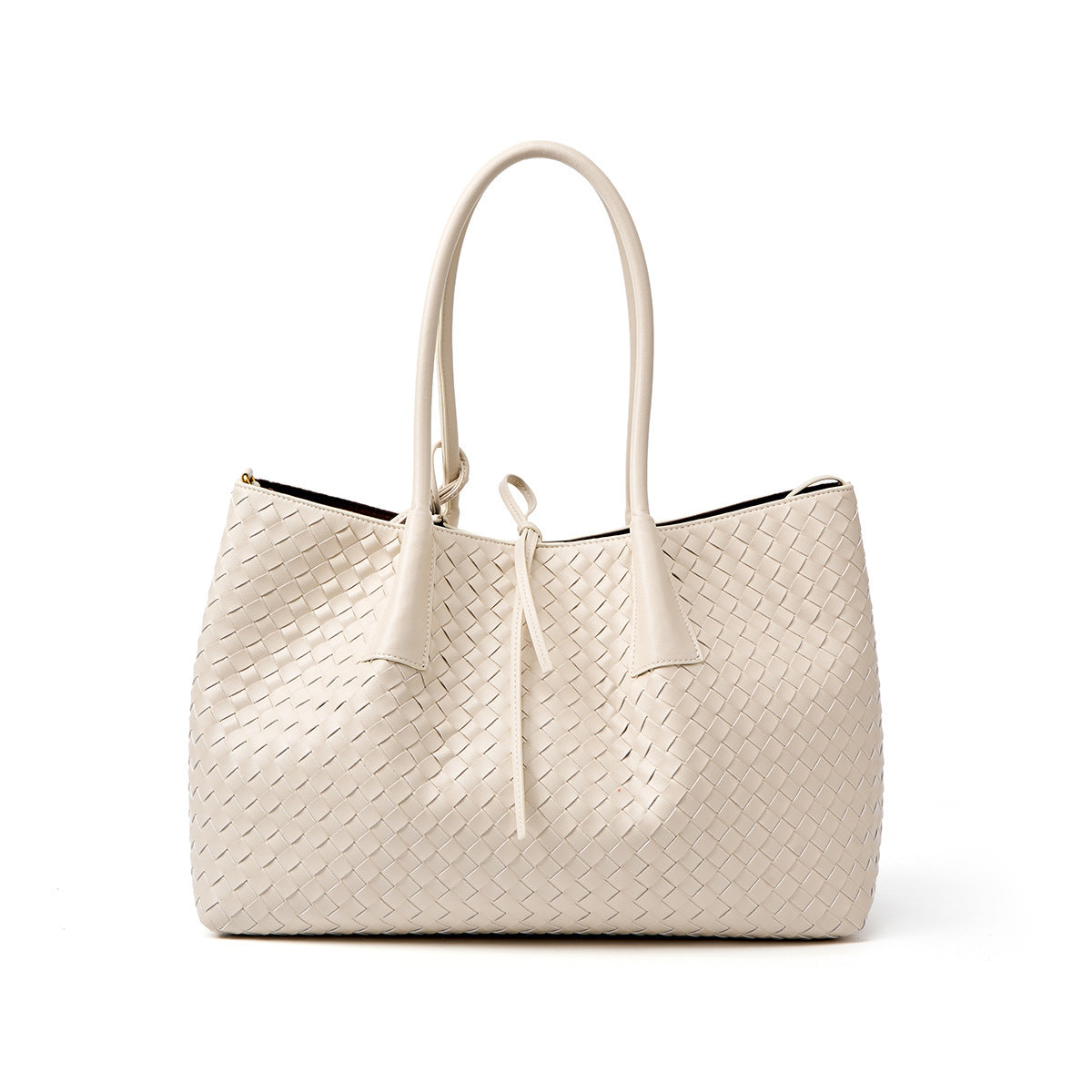 Women's Large-capacity Woven Handcrafted Leather Casual Tote Bag Shoulder Crossbody Purse Versatile Work and Travel Office