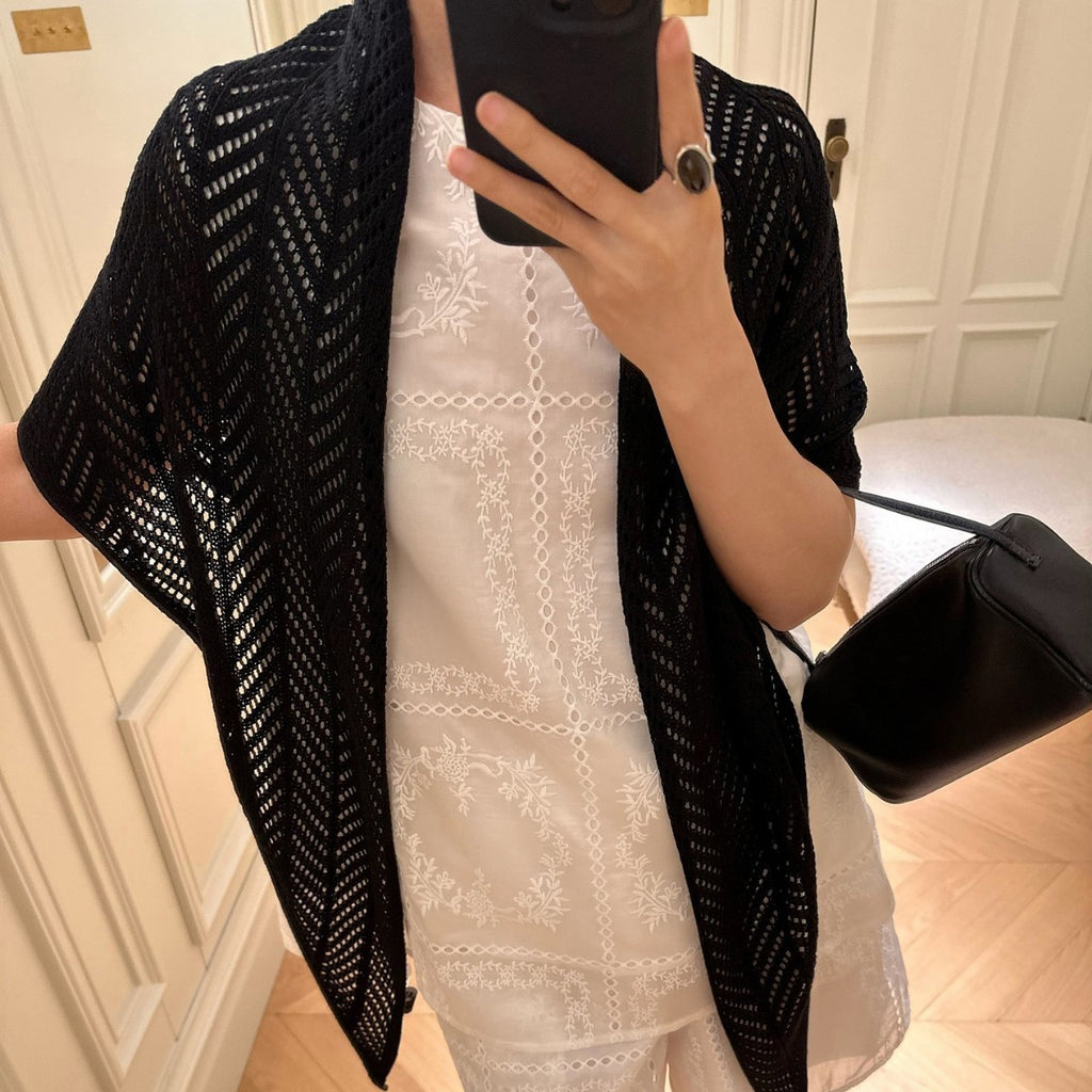 Women's Spring Summer Knit Fleece-Lined Cutout Shawls Scarves Scarf Fashion Wrap