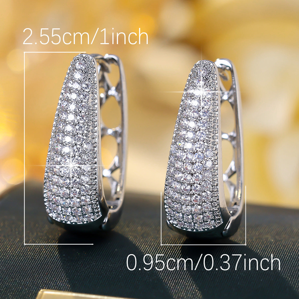 Cubic zirconia cutout stud earrings by Yoshan, detail view 5