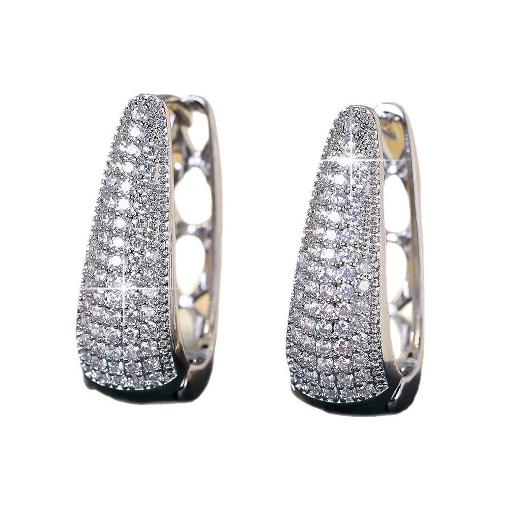 Cubic zirconia cutout stud earrings by Yoshan, detail view 6