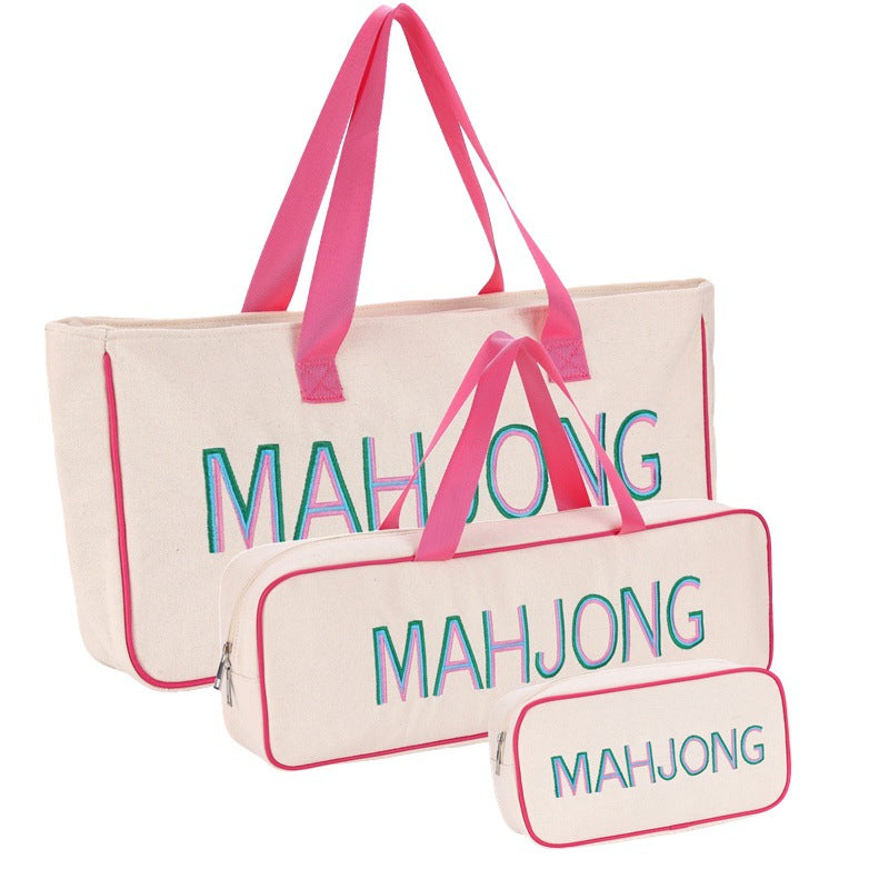 Large-capacity Mahjong Travel Bag Tote Set Toiletry Makeup Cosmetic Pouch Gift Everyday