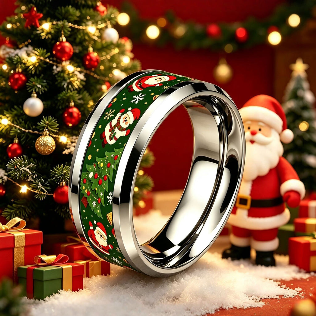 Christmas Ring Set, Santa Rings, 12-Piece Assorted Holiday Party Favor Pack, Stocking Stuffers and Gift Exchange Present for Kids and Adults