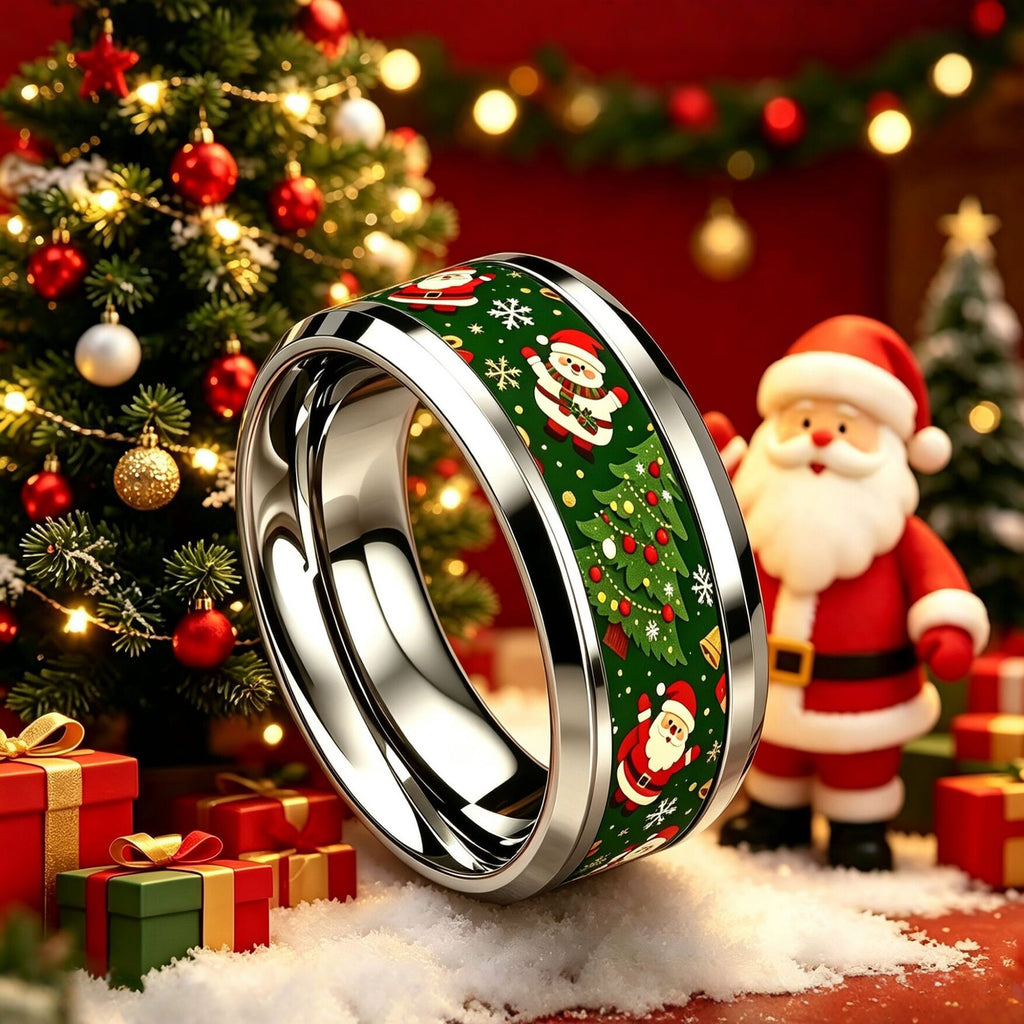 Christmas Ring Set, Santa Rings, 12-Piece Assorted Holiday Party Favor Pack, Stocking Stuffers and Gift Exchange Present for Kids and Adults