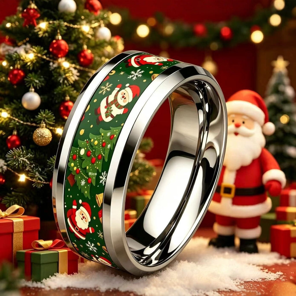 Christmas Ring Set, Santa Rings, 12-Piece Assorted Holiday Party Favor Pack, Stocking Stuffers and Gift Exchange Present for Kids and Adults