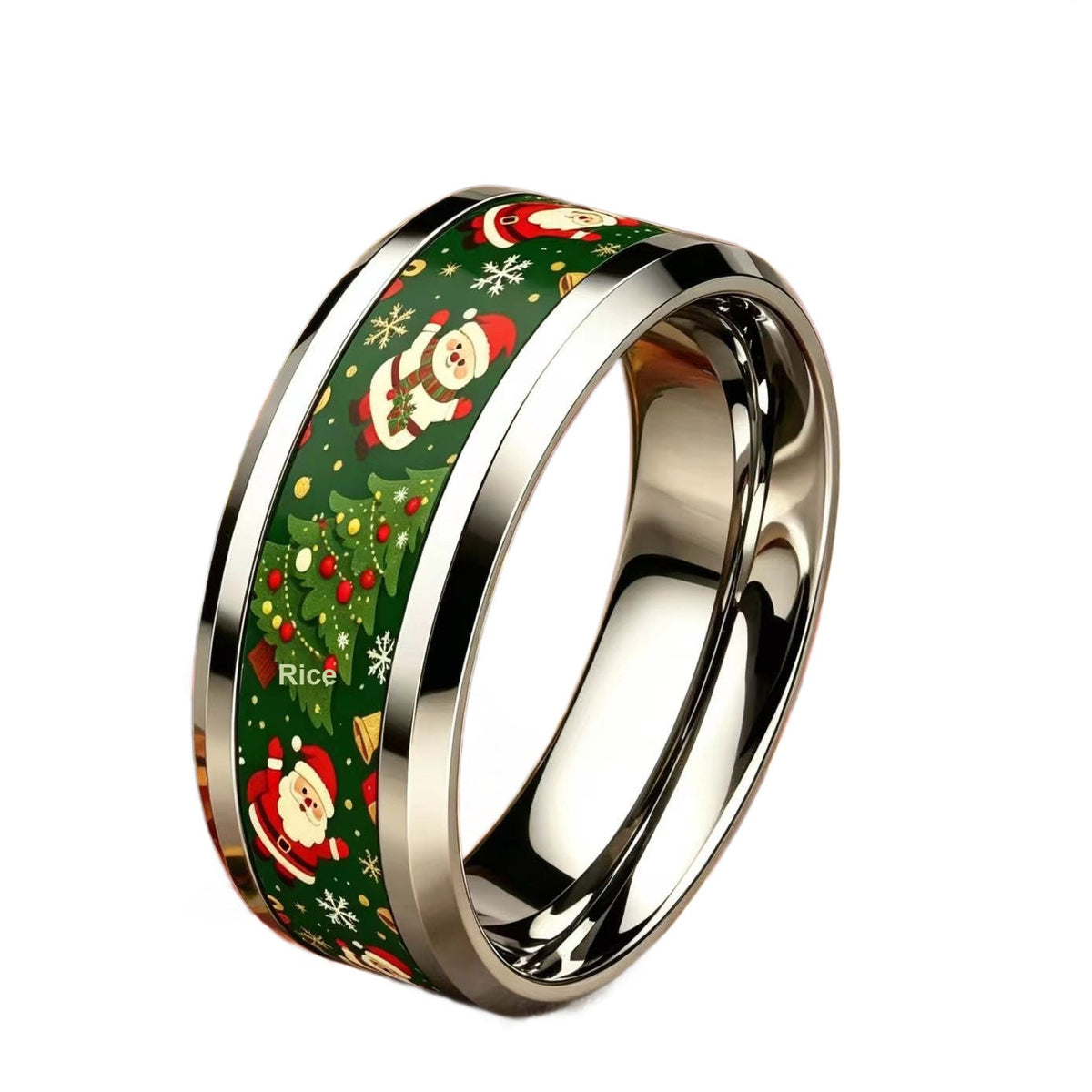 Christmas Ring Set, Santa Rings, 12-Piece Assorted Holiday Party Favor Pack, Stocking Stuffers and Gift Exchange Present for Kids and Adults