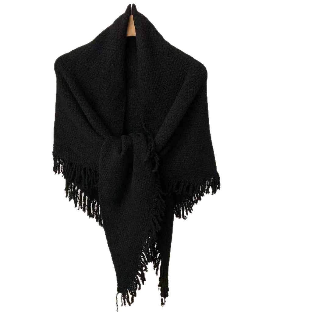 Women's Wool Tassel Fall Winter Knit Thickened Fleece-Lined Sleeveless Vest Base Layer