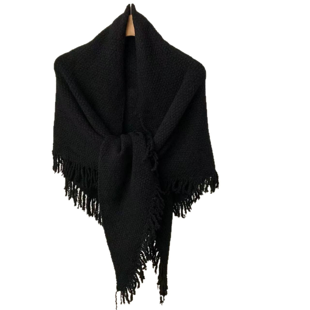 Women's Wool Tassel Fall Winter Knit Thickened Fleece-Lined Sleeveless Vest Base Layer
