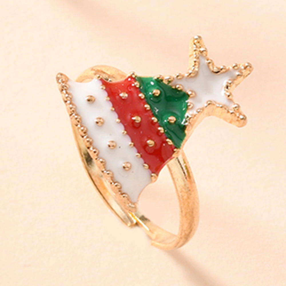 Christmas Ring Set, Christmas Tree, Mitten and Gift Box Rings, 6-Piece or 50-Piece Assorted Holiday Party Favor Pack, Stocking Stuffers and Gift Exchange Presen