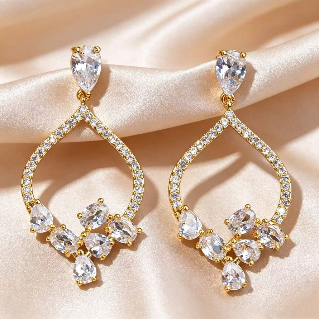 Cubic zirconia stud earrings by Yoshan, detail view 2