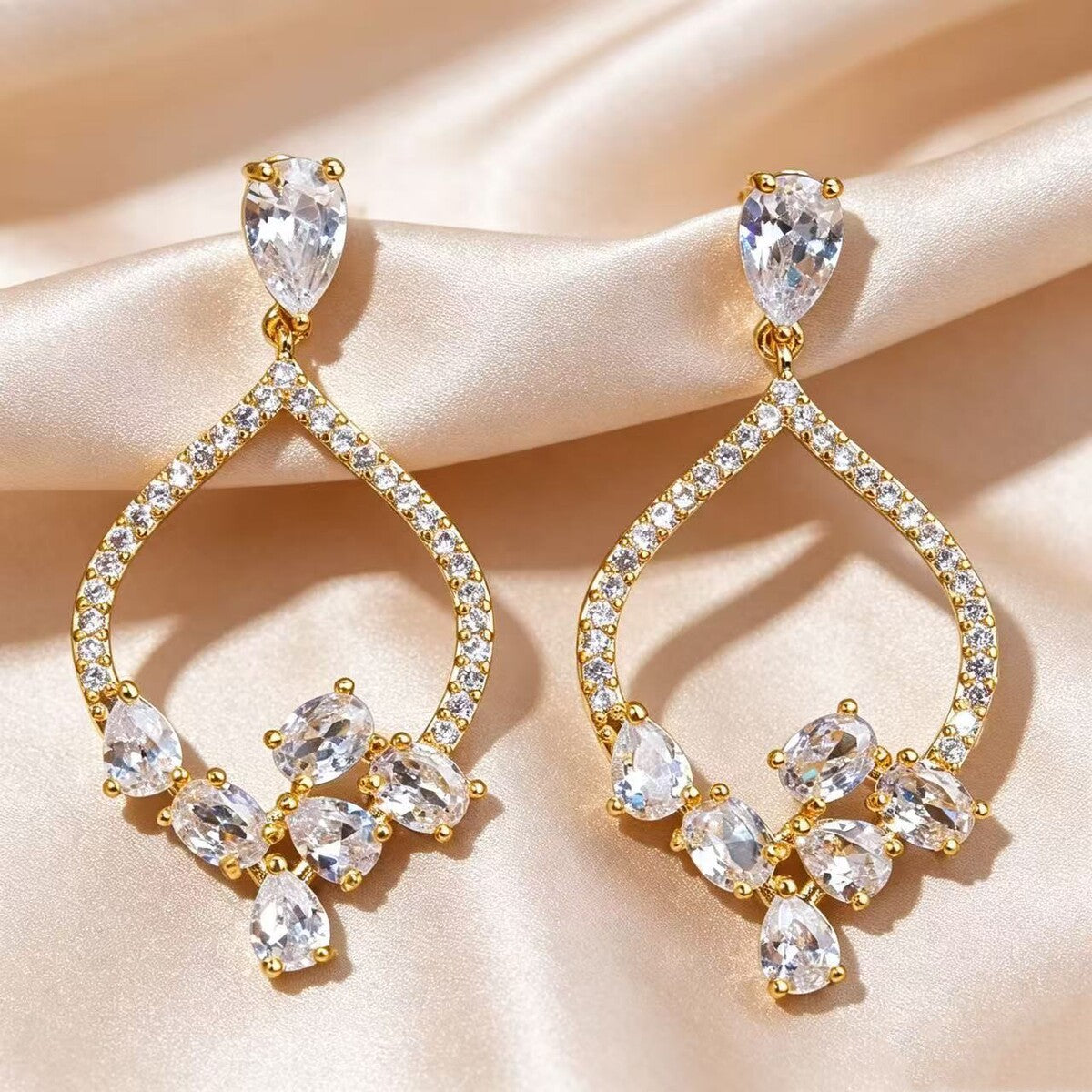 Cubic zirconia stud earrings by Yoshan, detail view 2