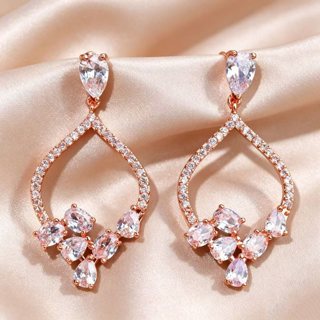 Cubic zirconia stud earrings by Yoshan, detail view 3