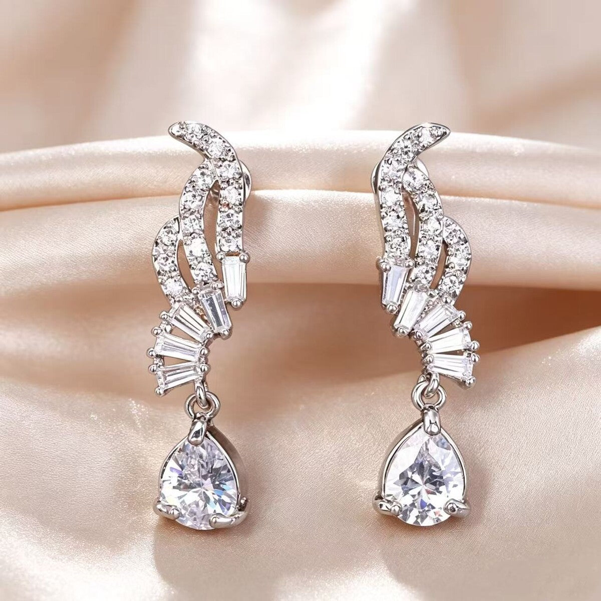 Cubic zirconia stud earrings by Yoshan, detail view 2