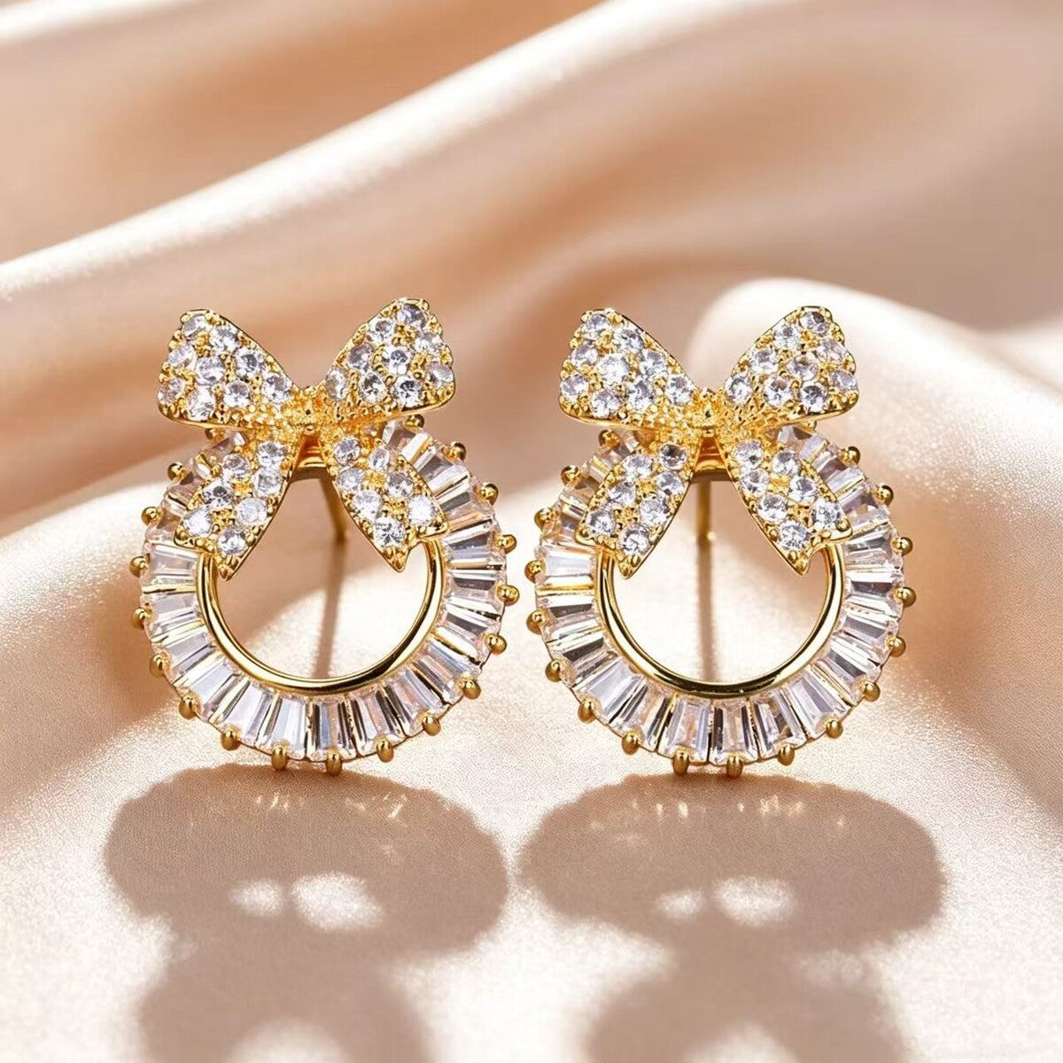 Bow stud earrings by Yoshan, detail view 5