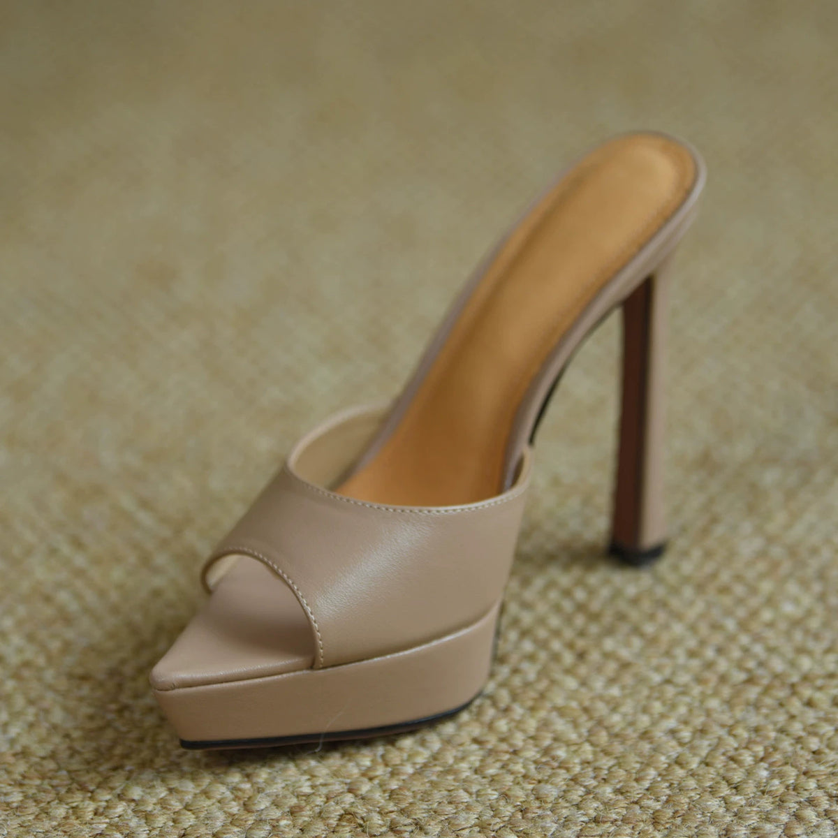 Women's Summer Chunky Sole Pointed Toe Stiletto High Heel French-Inspired Slide Slippers Indoor Outdoor Slides Indoor Comfort Everyday Indoor Wear