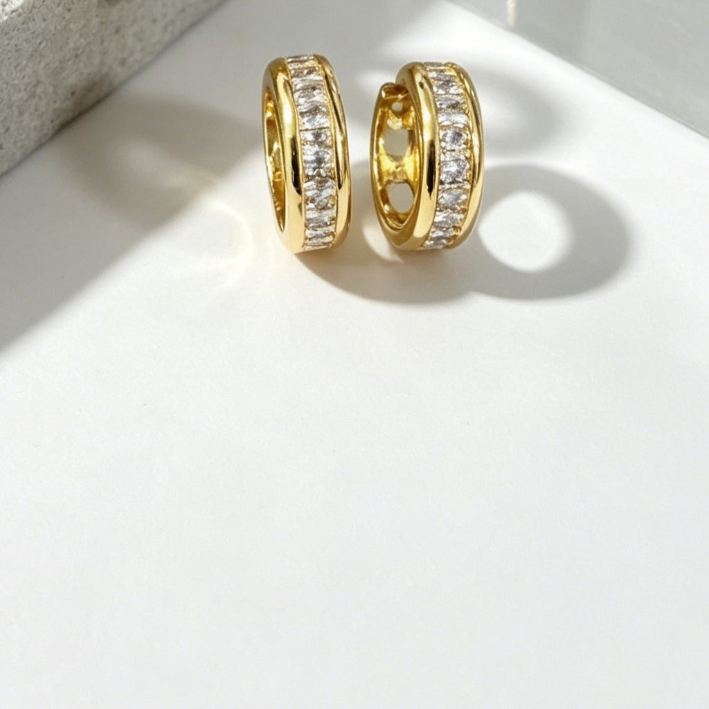 Cubic zirconia stud earrings by Yoshan, detail view 4