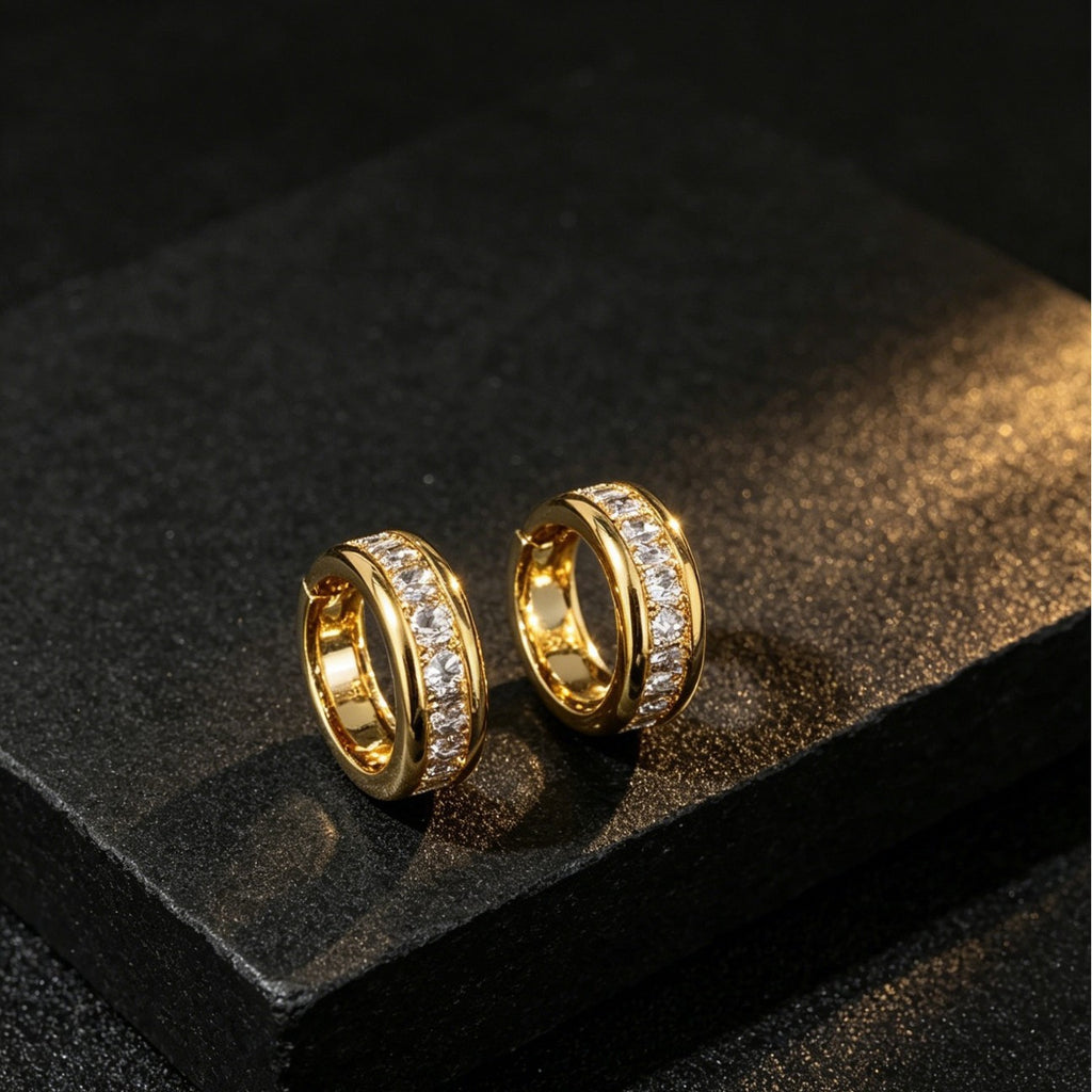 Cubic zirconia stud earrings by Yoshan