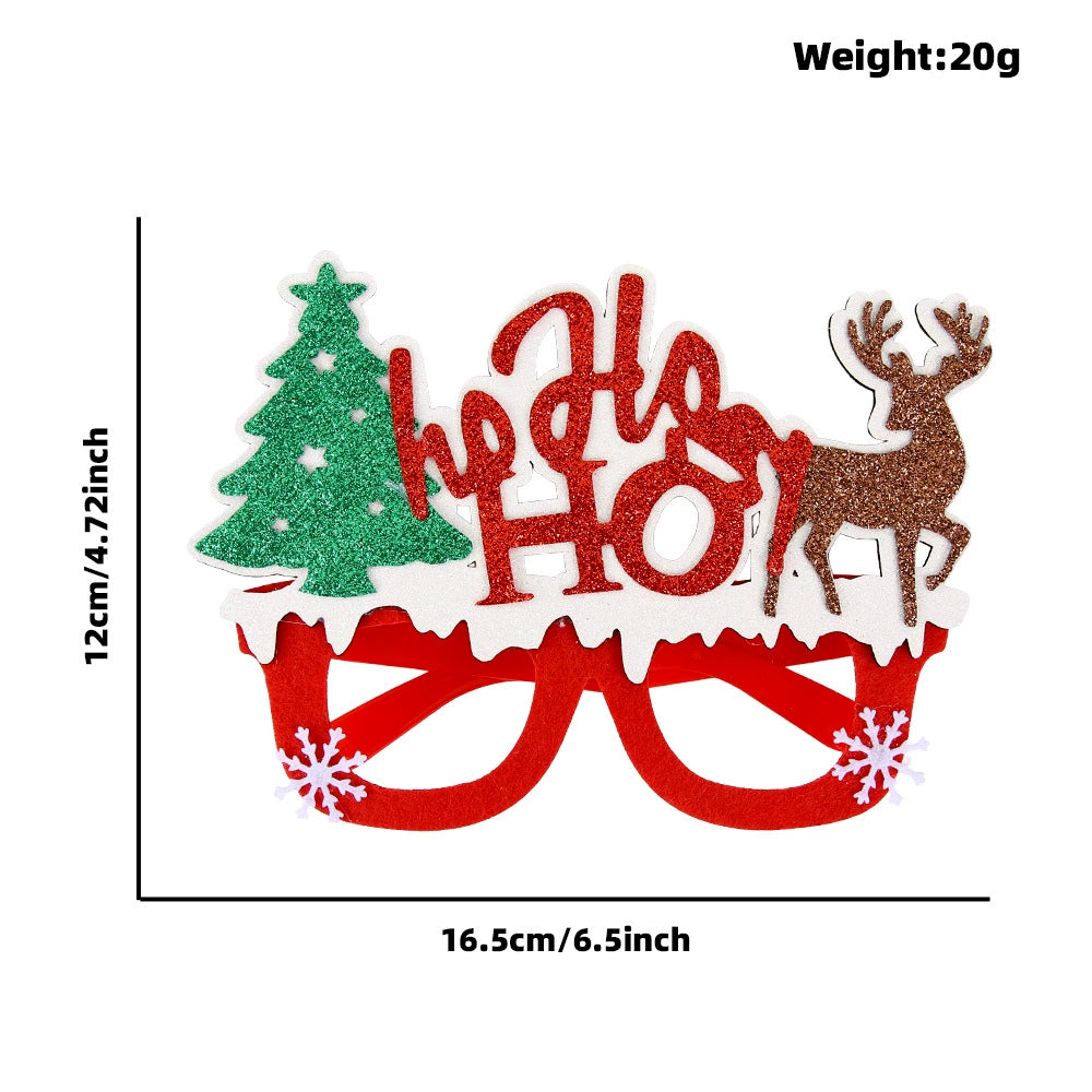 Cartoon Santa and Snowflake Party Glasses, Christmas Photo Props for Holiday Parties and Family Photos
