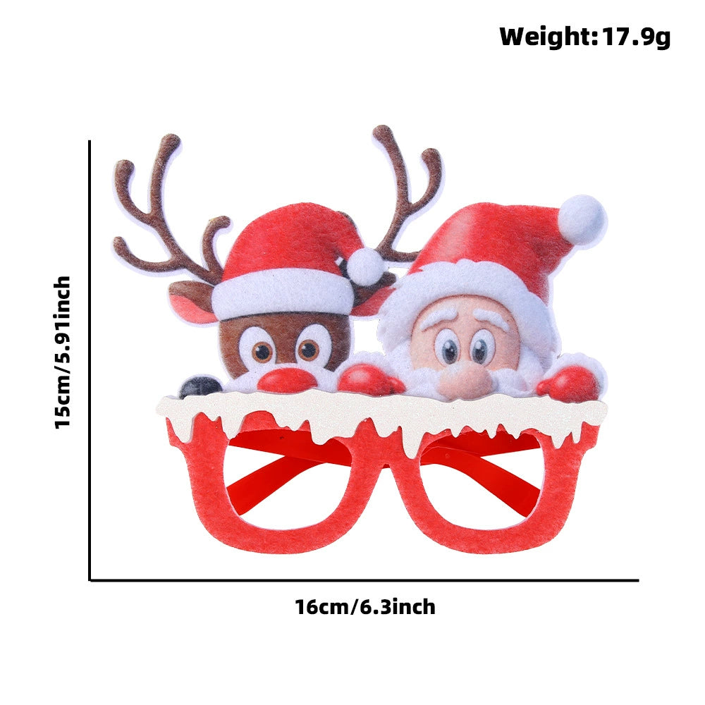 Cartoon Santa and Snowflake Party Glasses, Christmas Photo Props for Holiday Parties and Family Photos