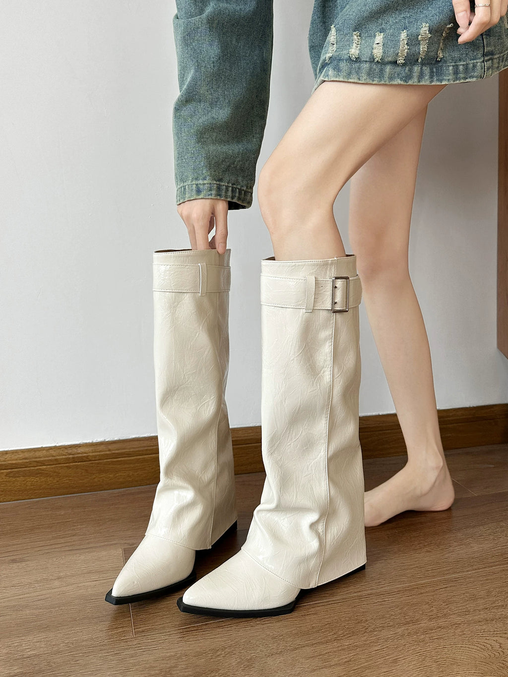 Pointed Toe Wedge Tall Boots for Women