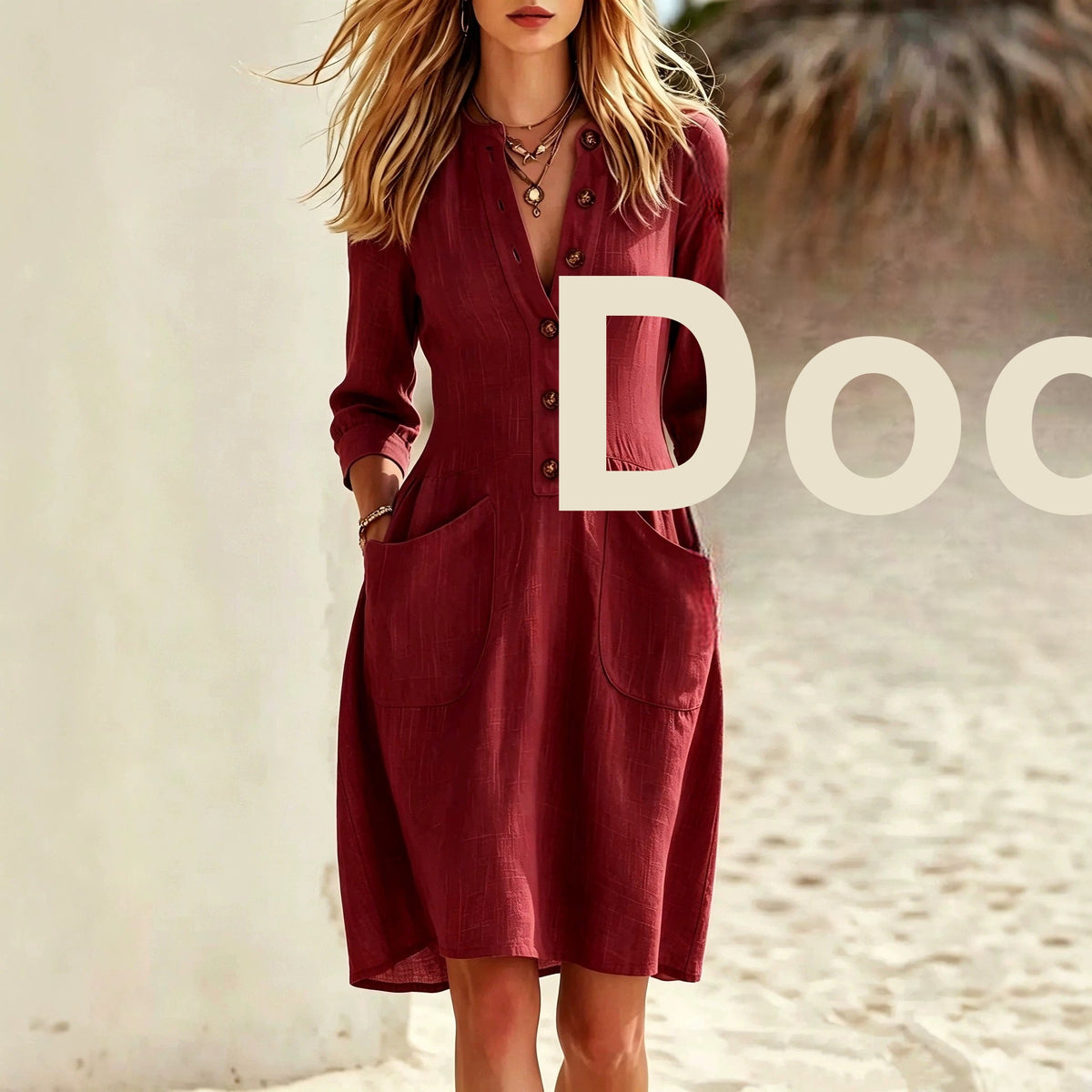 Women's V-Neck Oversized Dress Party Evening Outfit Casual