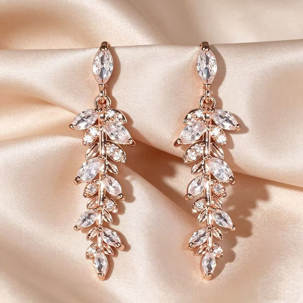 Cubic zirconia tassel stud earrings by Yoshan, detail view 4