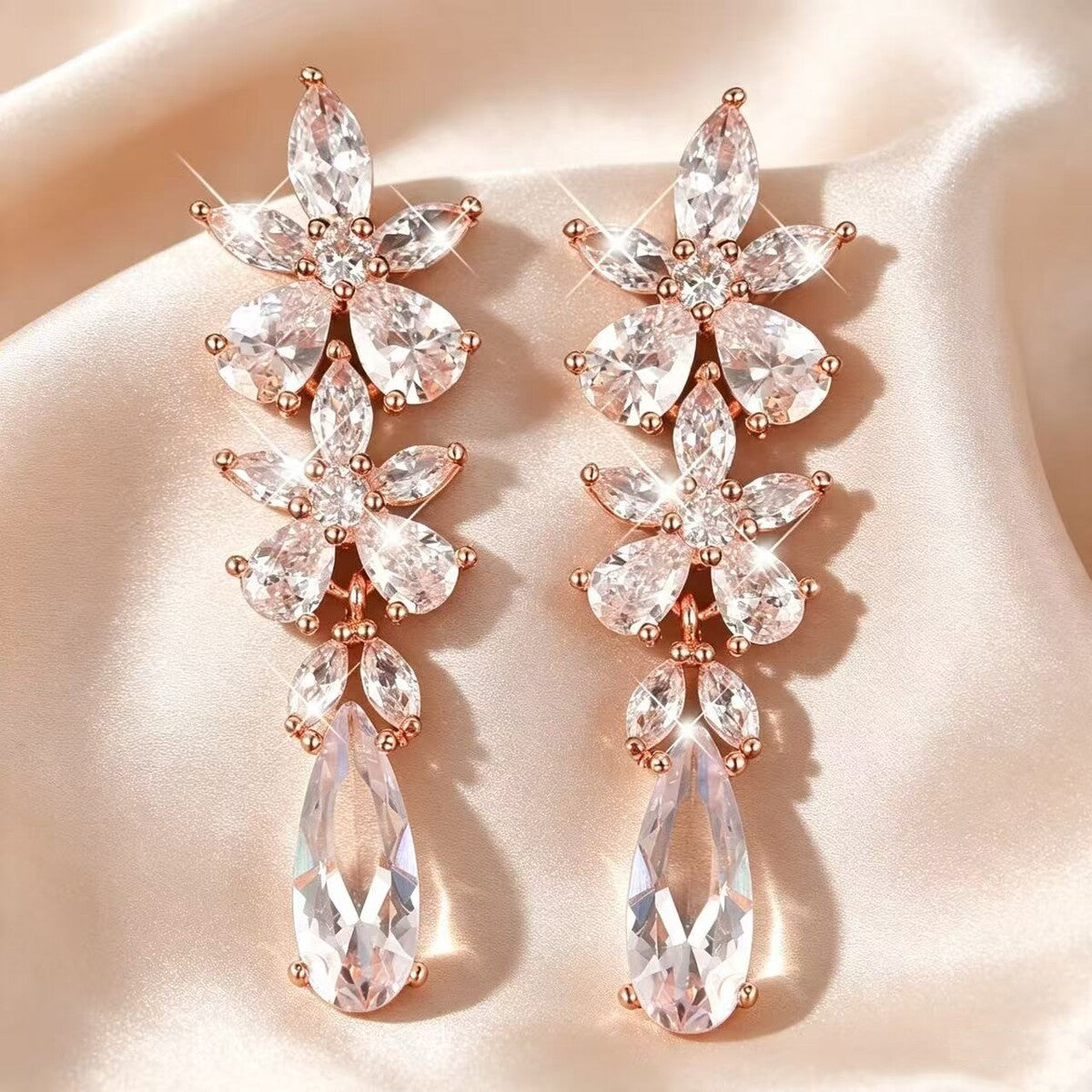 Cubic zirconia stud earrings by Yoshan, detail view 4