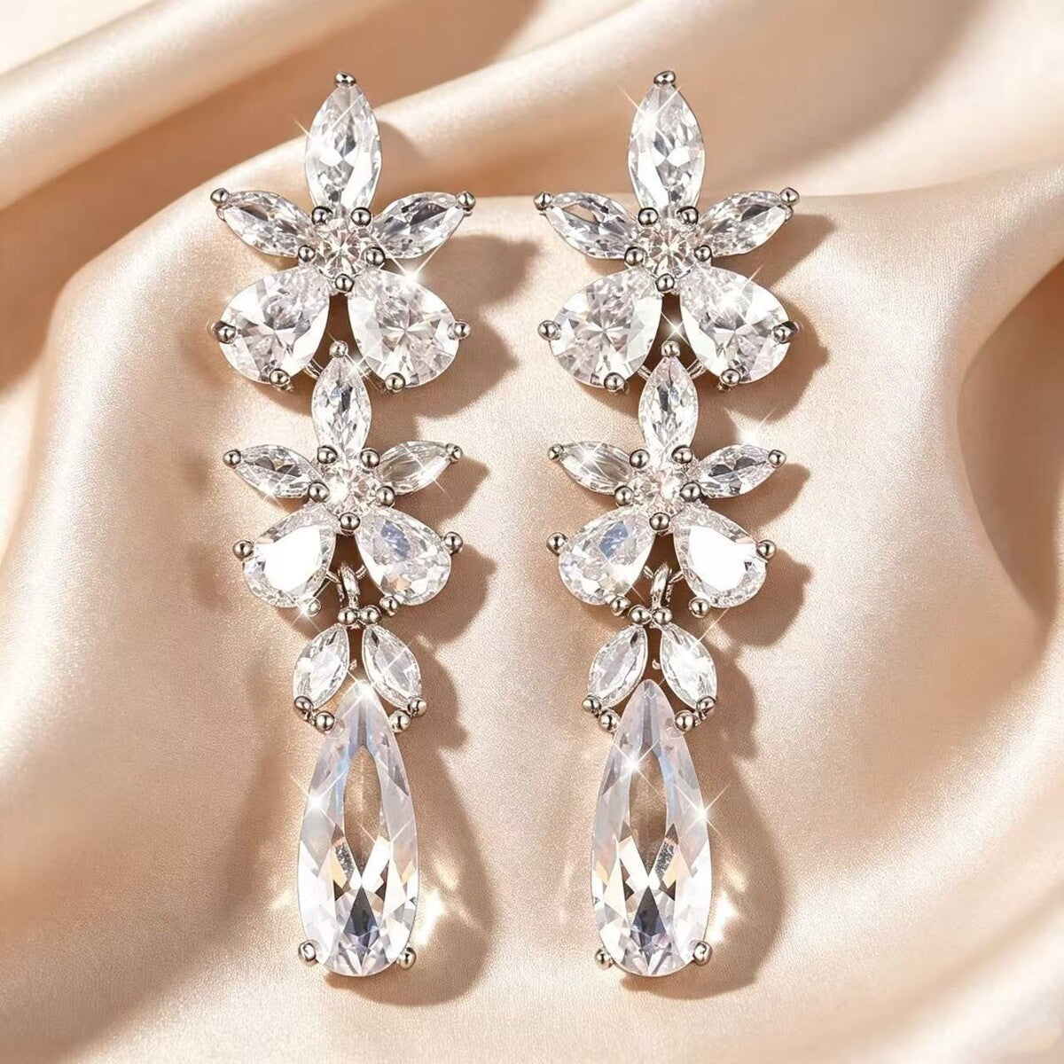 Cubic zirconia stud earrings by Yoshan, detail view 5
