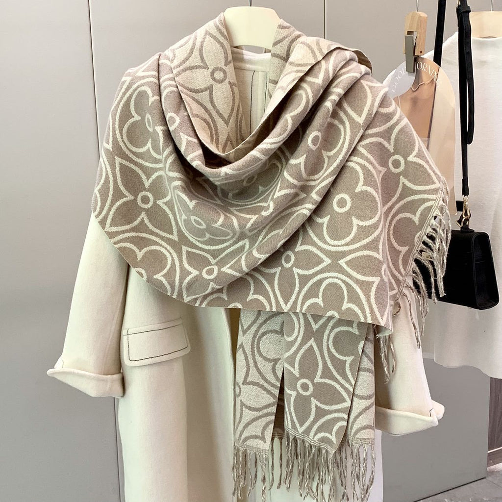 Women's Fall Winter Thickened Fleece-Lined Shawls Scarves Scarf Fashion Wrap Pashmina