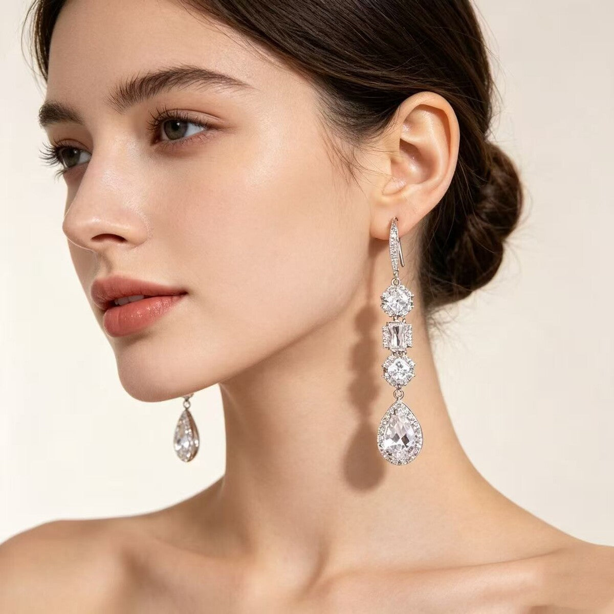 Cubic zirconia stud earrings by Yoshan