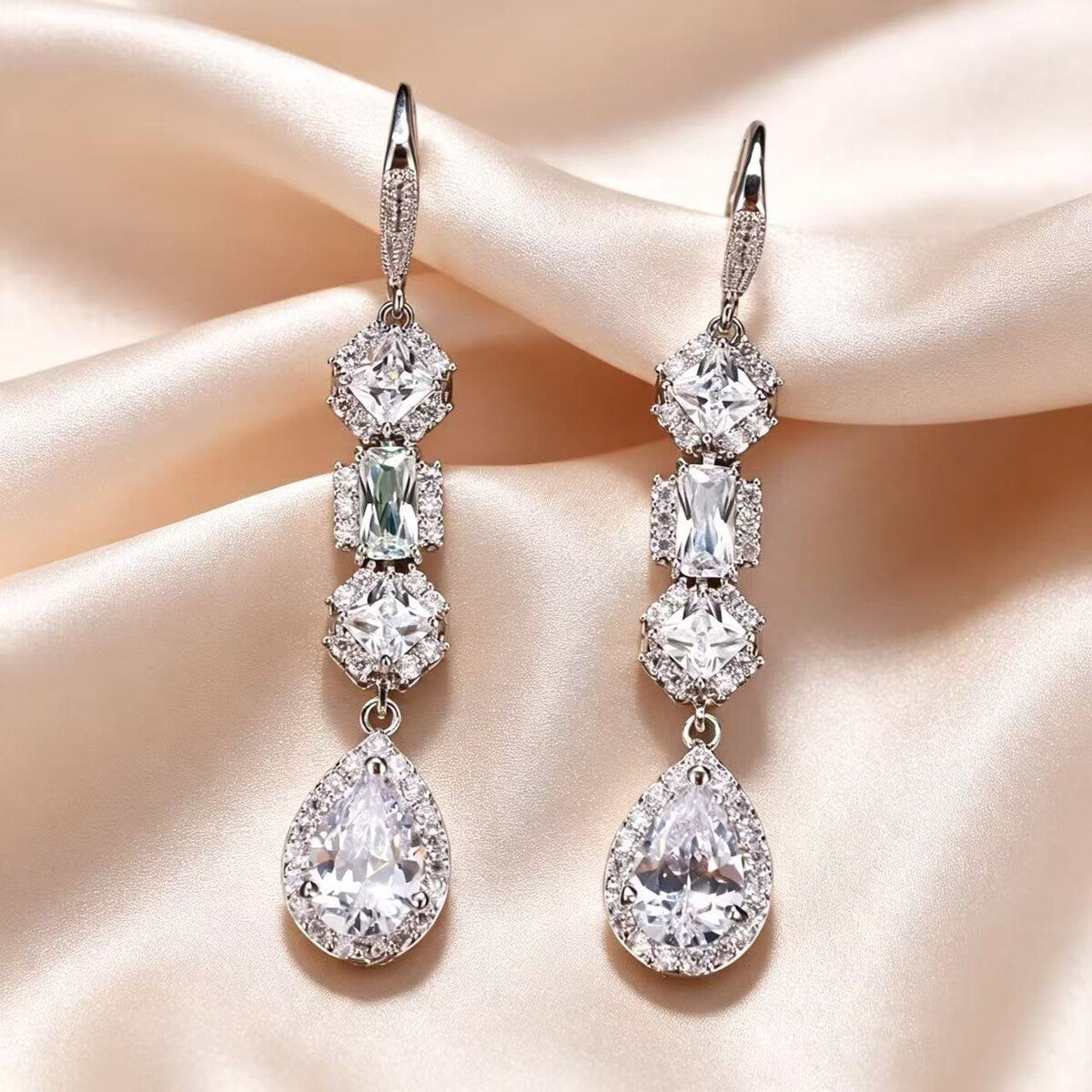 Cubic zirconia stud earrings by Yoshan, detail view 4
