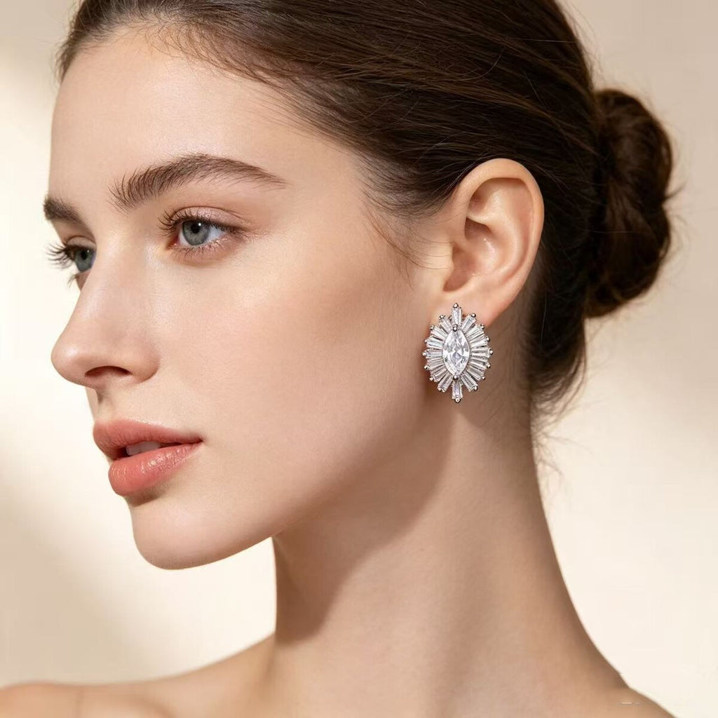 Cubic zirconia stud earrings by Yoshan
