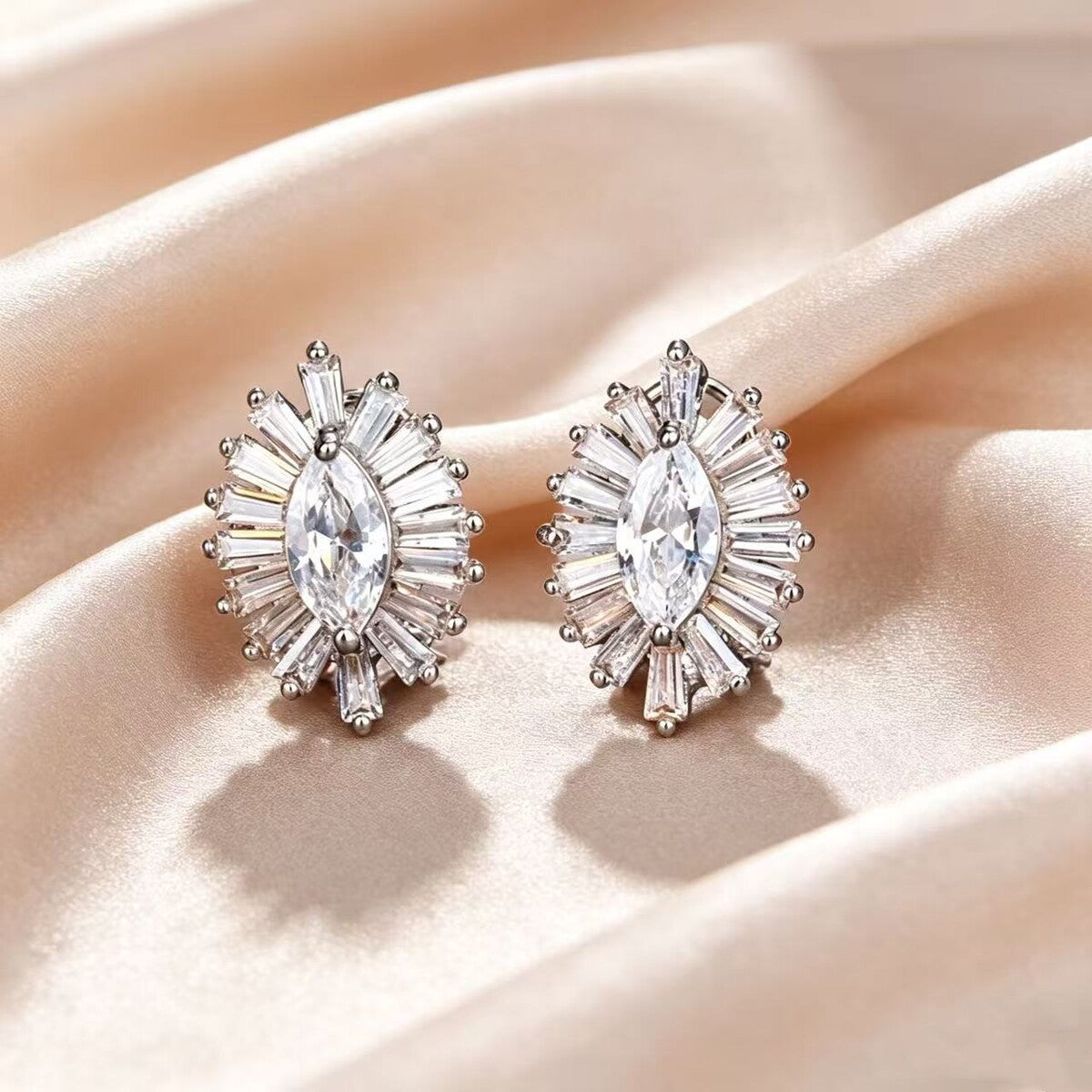 Cubic zirconia stud earrings by Yoshan, detail view 3