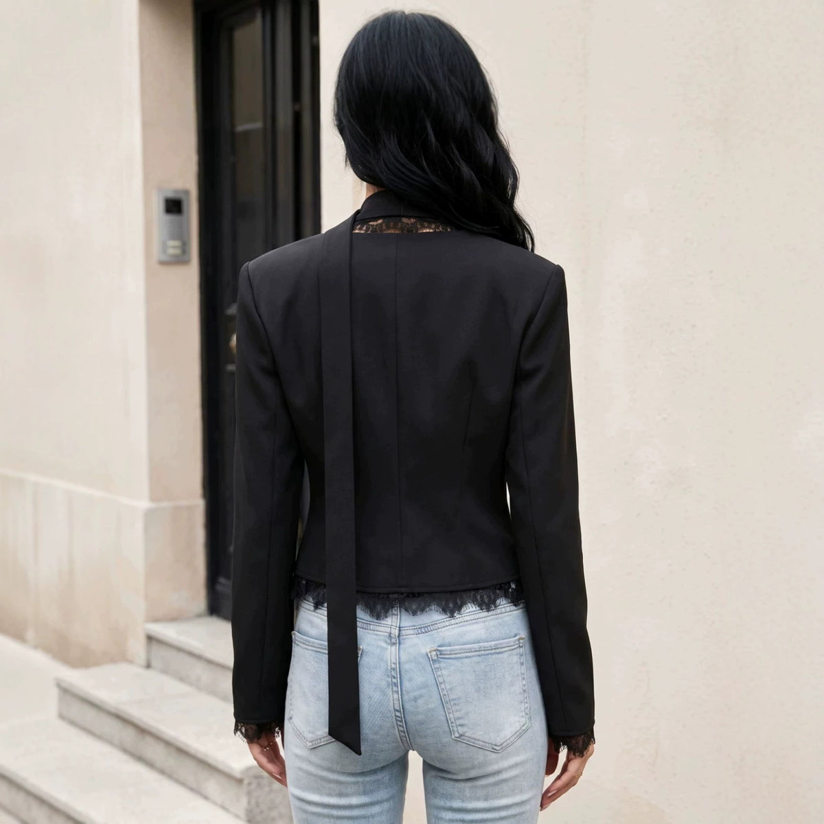 Women's Lace French-inspired Blazer Workwear Jacket Casual Everyday Wear Womenswear