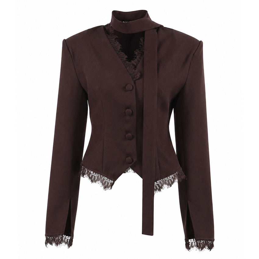 Women's Lace French-inspired Blazer Workwear Jacket Casual Everyday Wear Womenswear