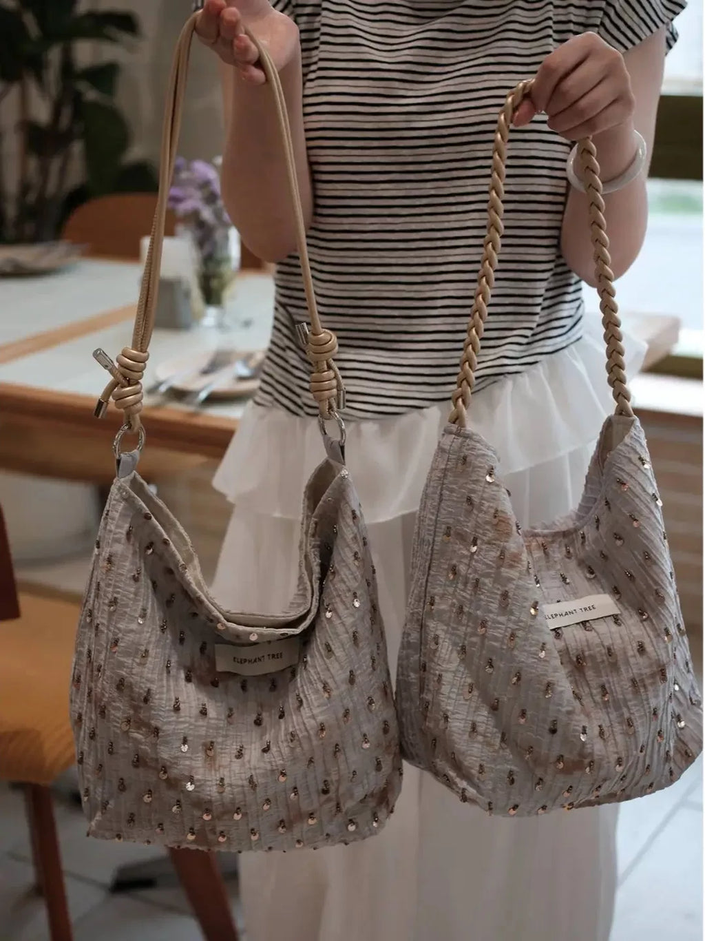 Women's Large-capacity Glitter Tote Bag Shoulder Crossbody Purse Work Travel Everyday Purse