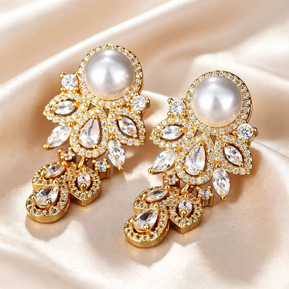 Cubic zirconia stud earrings by Yoshan, detail view 2