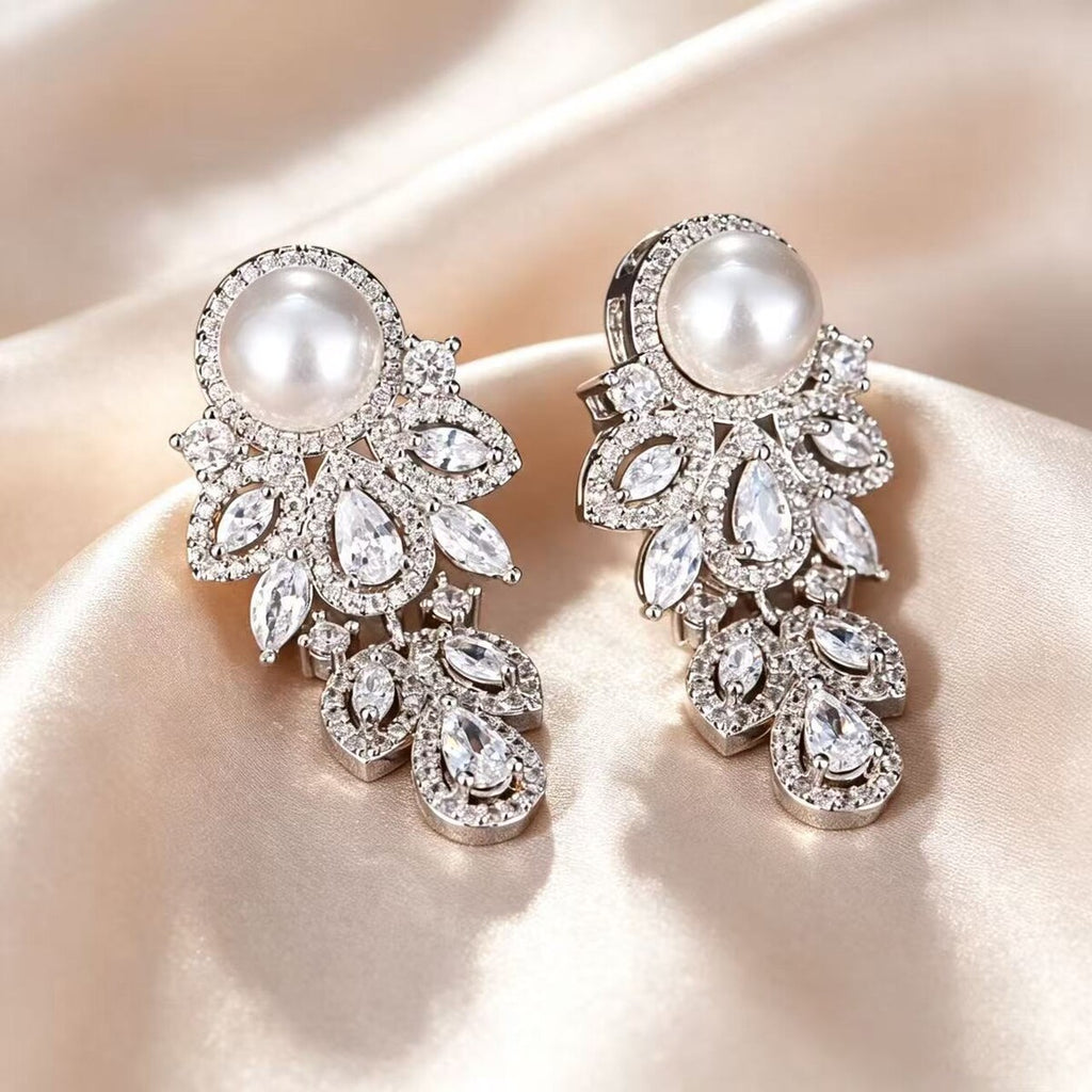 Cubic zirconia stud earrings by Yoshan, detail view 3