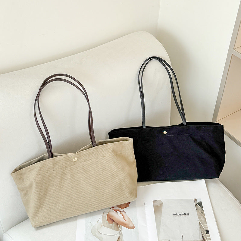 Women's Large-Capacity Commute Canvas Office Leather Workwear Casual Tote Bag Shoulder Crossbody Purse Work and Travel
