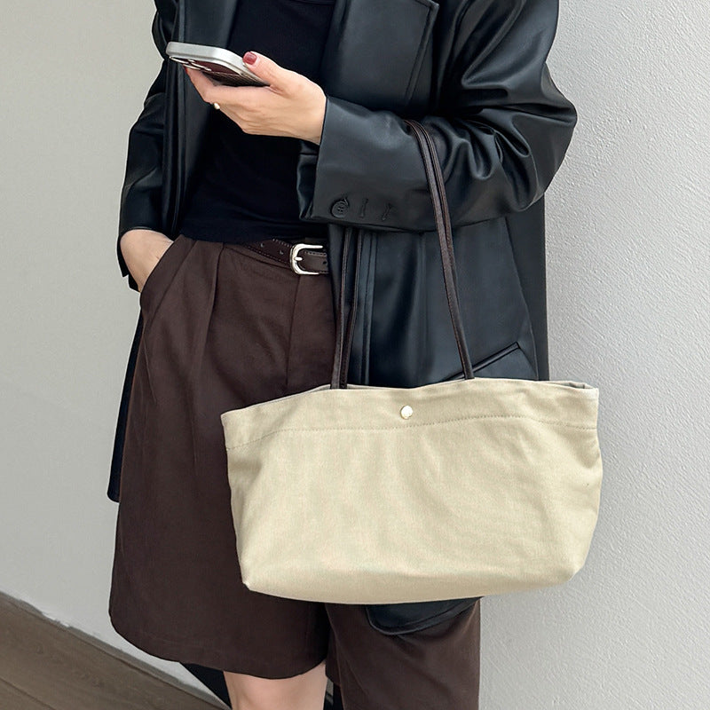 Women's Large-Capacity Commute Canvas Office Leather Workwear Casual Tote Bag Shoulder Crossbody Purse Work and Travel
